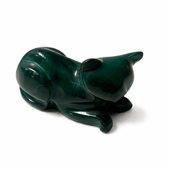 Other - Hand-carved Malachite Cat Figurine Vintage Collectible Vtg